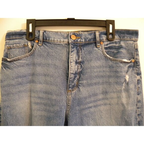 Ann Taylor Loft Denim Crop Jeans Distressed High Waist Straight Womens Size 14 - Picture 3 of 8